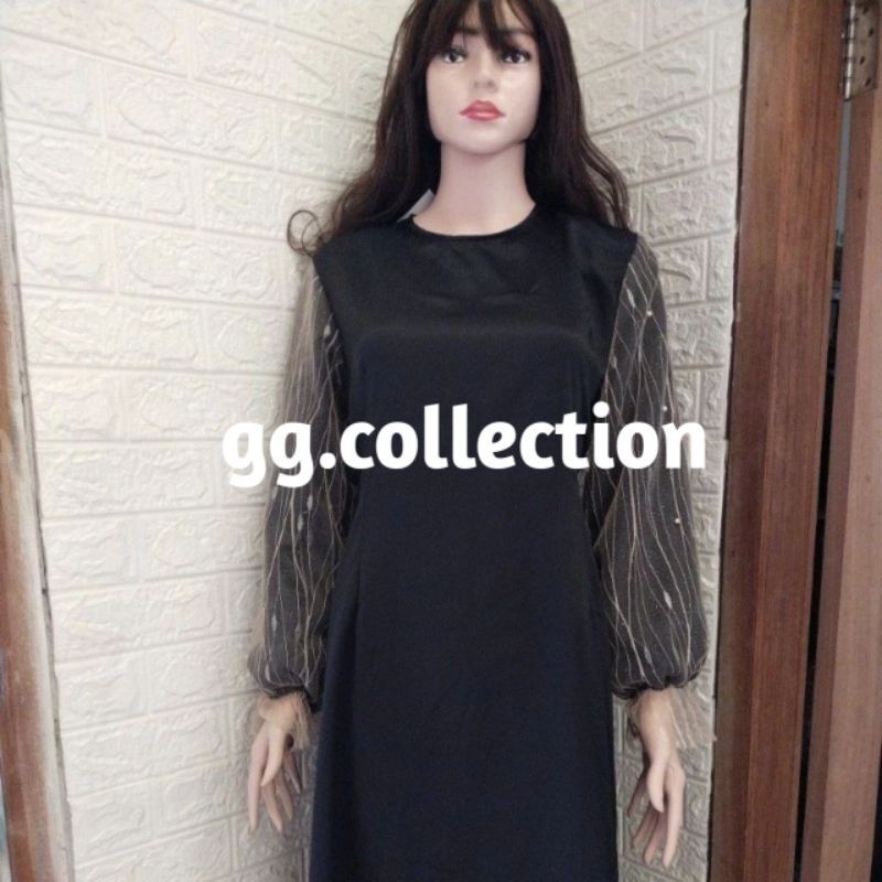 Azurra dress gamis satin kombinasi tile akar