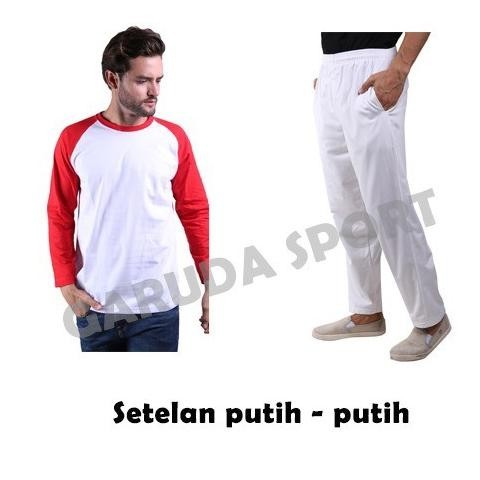 Setelan olahraga merah putih agustusan senam trening kaos diklat KS