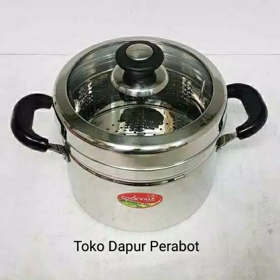 Panci Kukusan Dandang Steamer Kukus Stainless Tutup Kaca Serbaguna
