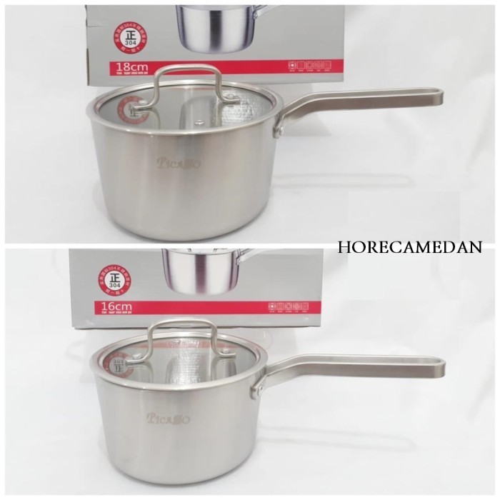 Panci Susu Picasso / Sauce Pan Stainless Steel Tutup Kaca 18Cm