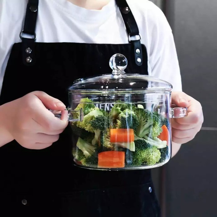 Panci Kaca Transparan Glass Cooking Pot Bowl Pan 1.35L / 1.5L / 1.9L