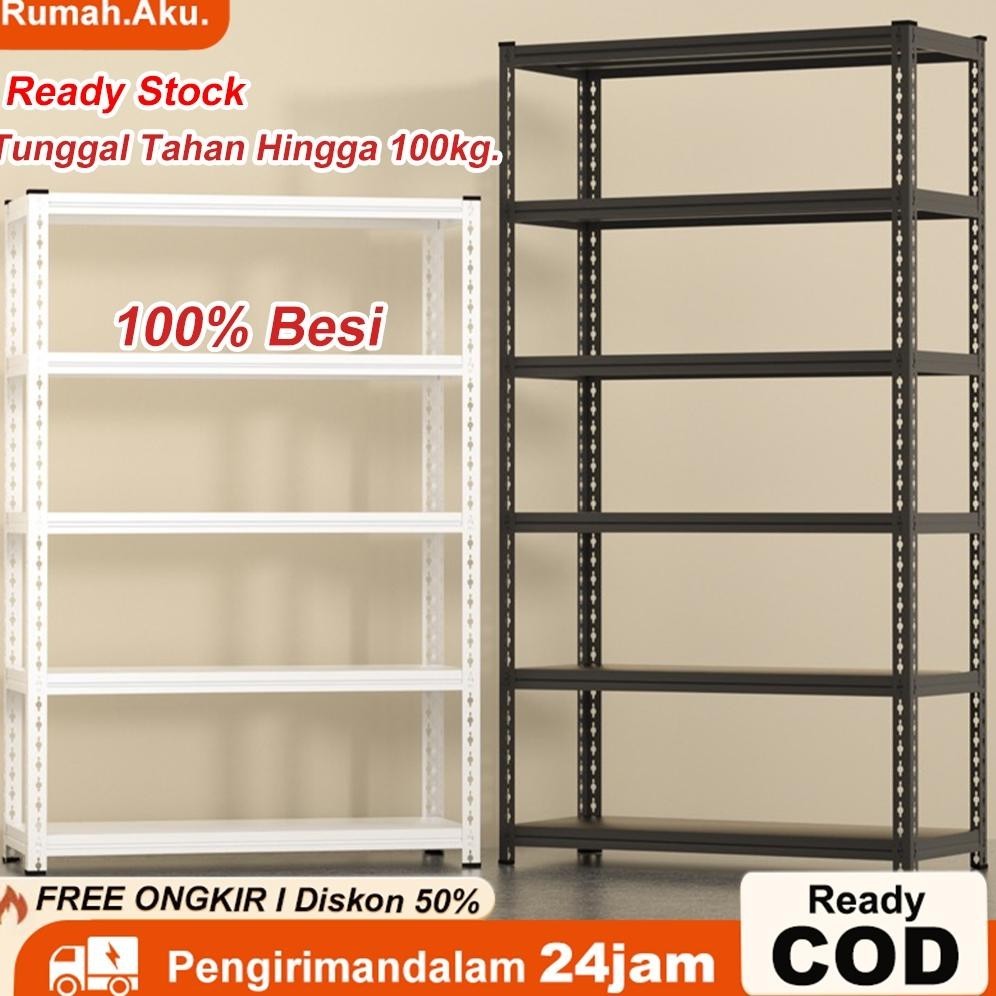 Rak Besi Siku 6 Tingkat Rak Susun Besi Rak Aquarium Rak Penyimpanan Rak Gudang Rak Supermarket 200*4