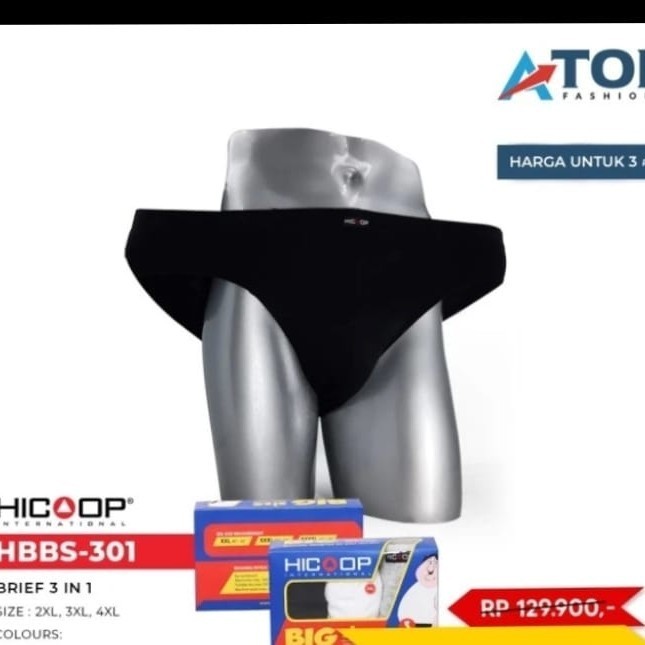 CELANA DALAM PRIA HICOOP BIG SIZE 3IN1 SIZE 2XL 3XL DAN 4XL