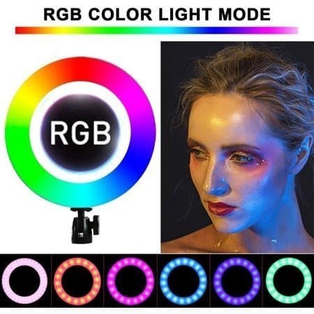 Mixio Ring Light Rgb 33Cm + Tripod Besi Led Rainbow