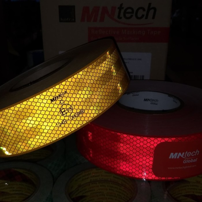 Stiker Reflektor Mobil Truk Uji Kir 2 Inch Mntech Sticker Merah Kuning