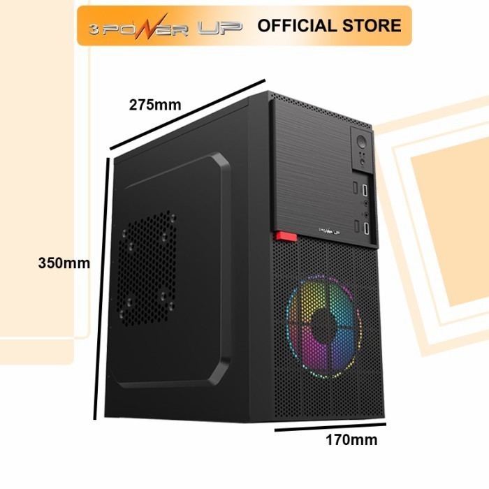 Casing Komputer Office 3 Power Up Aeromax Am-560 Include Psu 500W Matx
