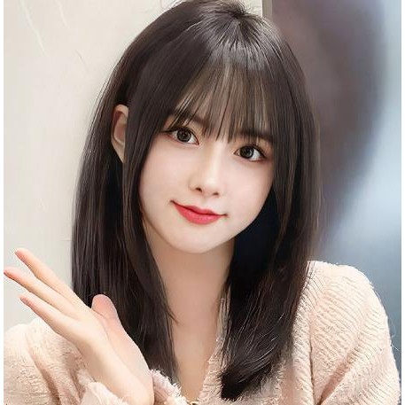 Rambut Wig Panjang Lurus Poni Korea - Wig Wanita Import