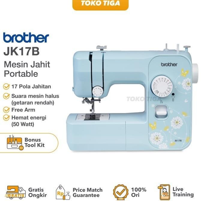 Mesin Jahit BROTHER JK-17B / JK17B Portable Multifungsi (Exclusive)