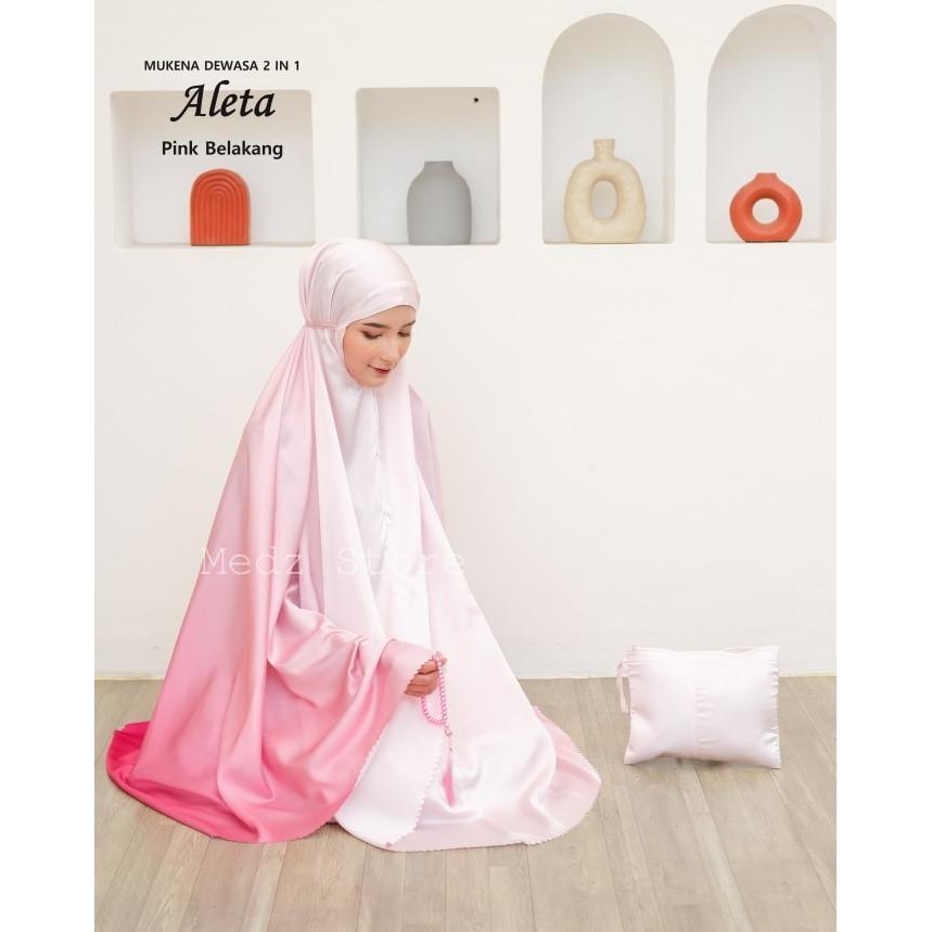 MUKENA DEWASA ALETA ARMANI SILKY GRADASI TRAVEL 2IN1 LASER CUT JUMBO