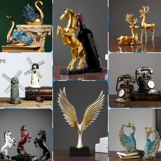Patung Hiasan Patung Keramik Pajangan Rusa Kuda Angsa Statue Kazamora