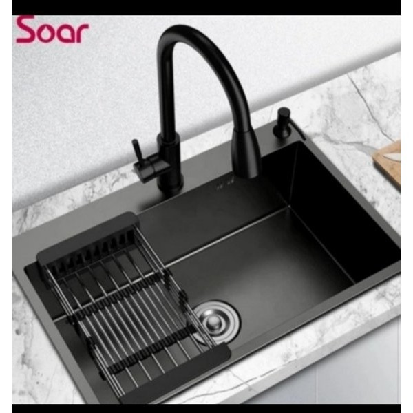 Kitchen Sink 6045 Hitam Bak Cuci Piring 1 Lubang