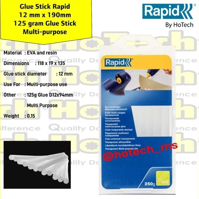 

RAPID | GLUE STICK D12X190MM | 250 GRAM | MULTI PURPOSE | CLEAR COLOR