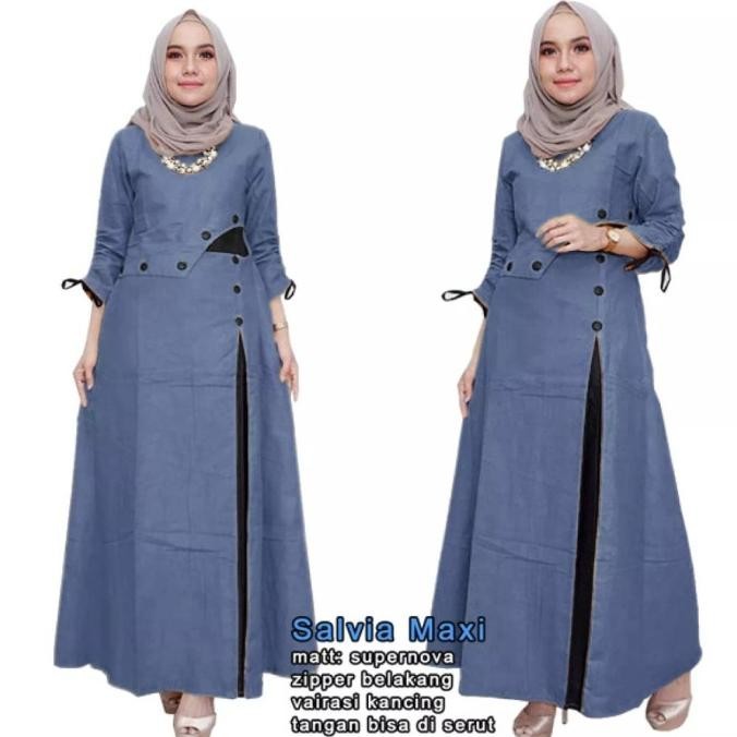 Salvia Maxi(Xl, Xxl) 4 Warna, Pakaian Gamis Maxi Muslim Wanita
