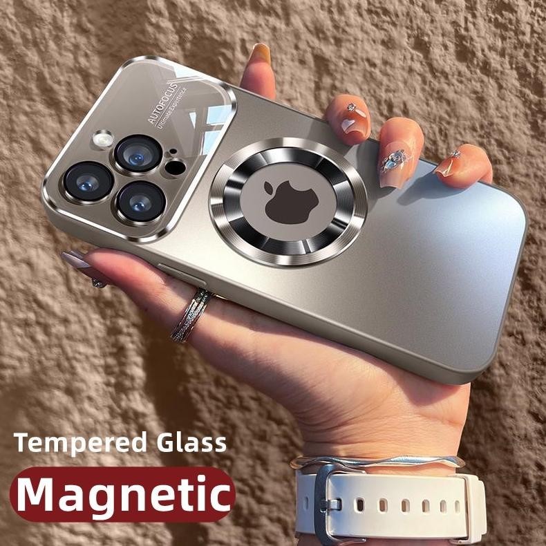IPHONE Casing Ponsel Kaca Matte AG Baru Untuk Iphone 15 12 13 14 Pro Max 15 ProMax Lensa Magnetik Pe
