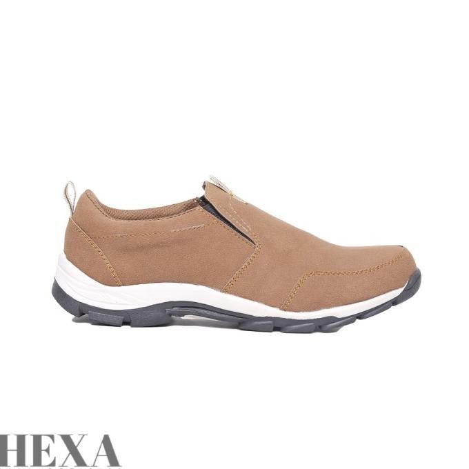 Sepatu Pria Cowok Sneakers Slip On Casual Mocca Original Tanpa Tali