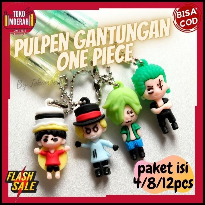 

GRATIS ONGKIR PULPEN ONE PIECE 4 8 12PCS PEN UNIK MURAH LUCU GANTUNGAN LUFFY ZORO