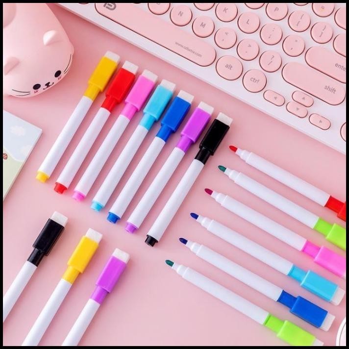 

HOT DEAL 1 SET (8PCS) WIPE AND CLEAN SPIDOL WARNA WARNI DAN PENGHAPUS !!!!!