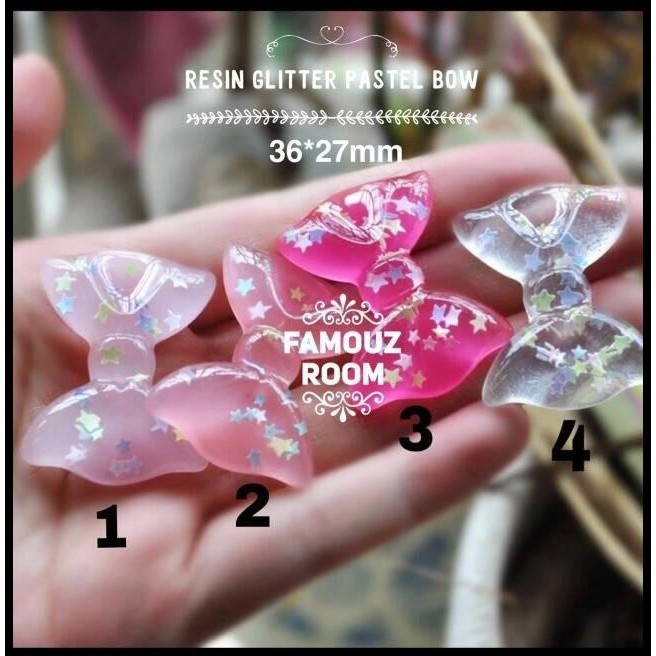 

BEST DEAL RESIN GLITTER PASTEL BOW (BAHAN DECO) FOR DECO CASE !