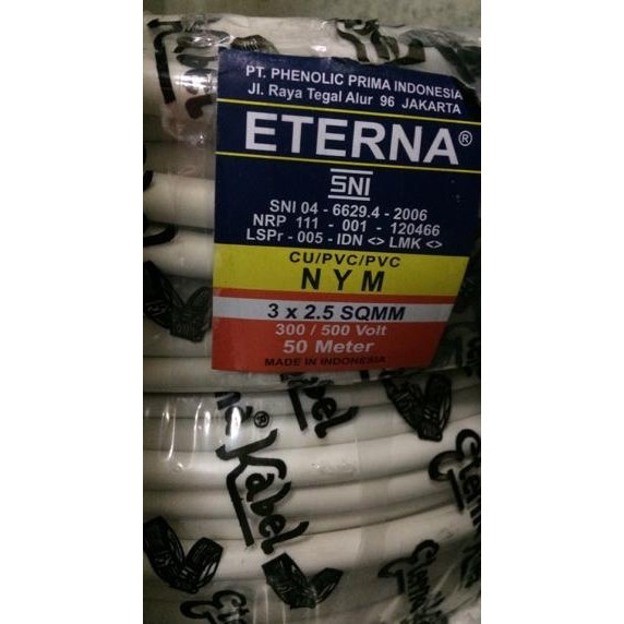 KABEL ETERNA NYM 3x2,5 / KABEL LISTRIK ETERNA NYM 3x2.5 |PER ROLL 50 M