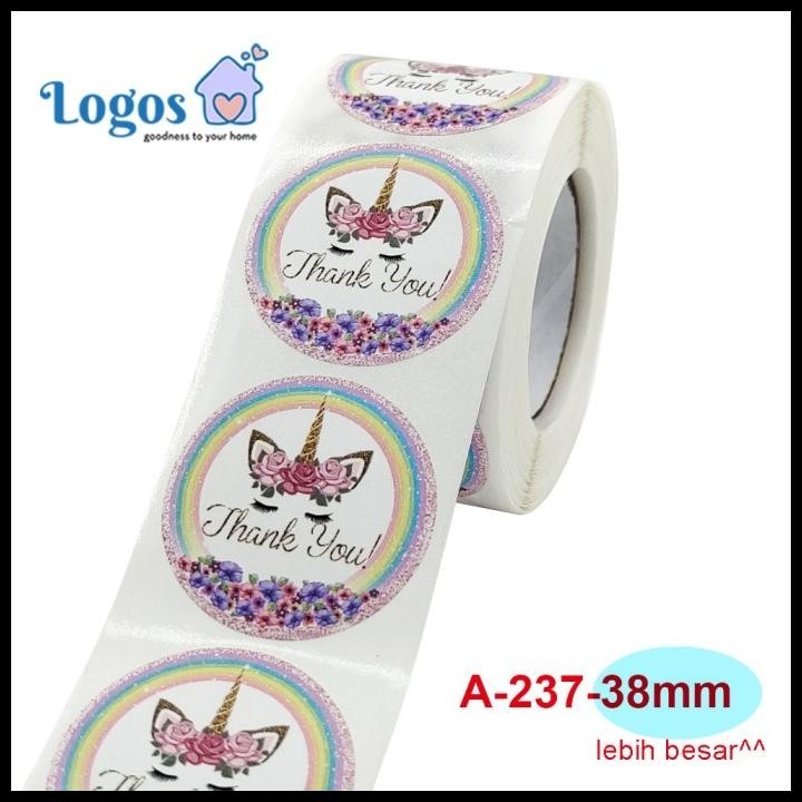 

TERMURAH STIKER BULAT UNICORN ROUND STICKER GREEN PINK LABELS HANGTAG PACK GIFT !!