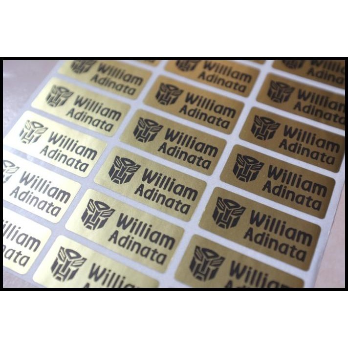 

TERMURAH TRANSFORMER STICKER MEDIUM GOLD NAME LABEL. STIKER BUMBLEBEE OPTIMUS !!!!!