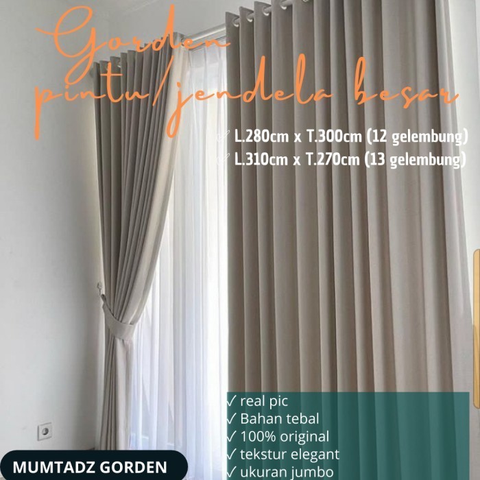 Gorden Blaout Ukuran Jumbo/Tirai Pintu Jendela Besar L.310 T.270 Cm
