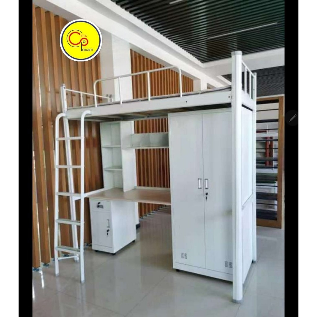Paket kamar anak dan Kost Lengkap Lemari, tempat tidur dan meja belajar Bahan besi Anti Rayap