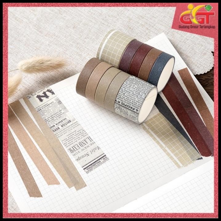 

HOT DEAL GGT MASKING TAPE SET 10PCS SELOTIP BAHAN KERTAS WASHI TAPE WARNA WARNI !!!!!!!