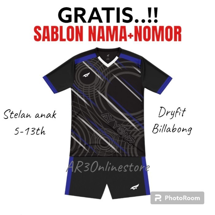 ( Free Sablon Nama+Nomor ) Baju Olahraga Anak Laki/Perempuan Badminton