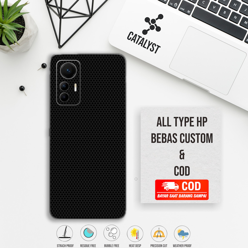 (Buy 1 Get 2) Garskin Skin Xiaomi 12 Lite Mi 12 Lite Fullbody Black Kode - IN3M - Bisa custom - Stic