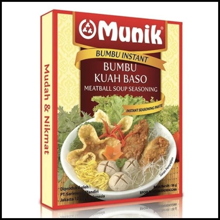 

DISKON BUMBU MUNIK KUAH BAKSO 58 GRM BAKSO KUAH ENAK NIKMAT
