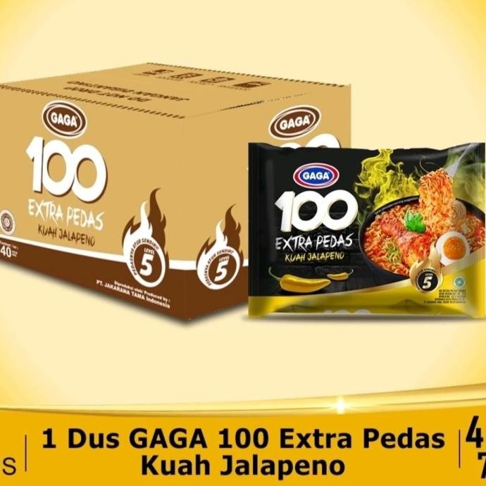 

READY STOCK MIE GAGA 100 EXTRA PEDAS KUAH JALAPENO 75G ( 1 DUS ISI 40 BUNGKUS ) !!!!!