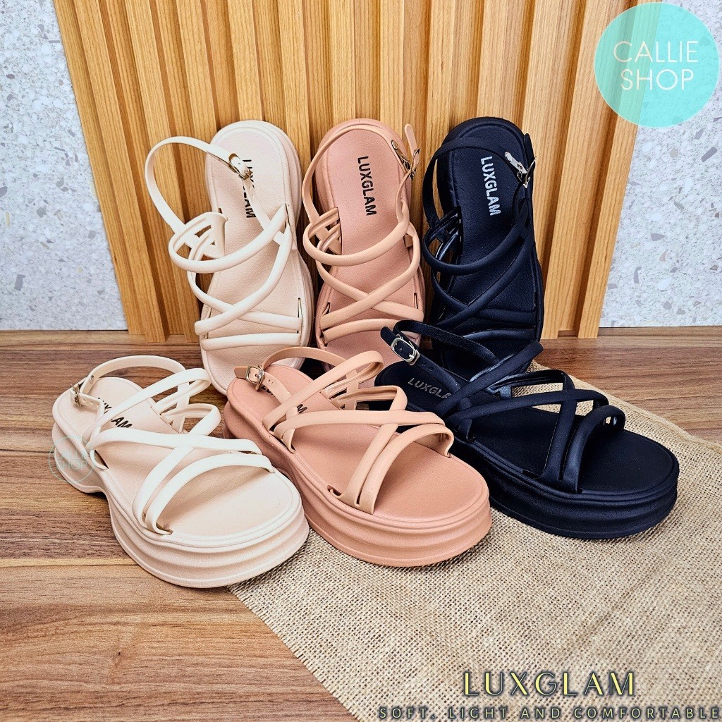 Sandal Slop Wanita // Sandal Wanita Flatform 5cm Tali Silang X Simpel Jelly 1241-4 FFTLIXI