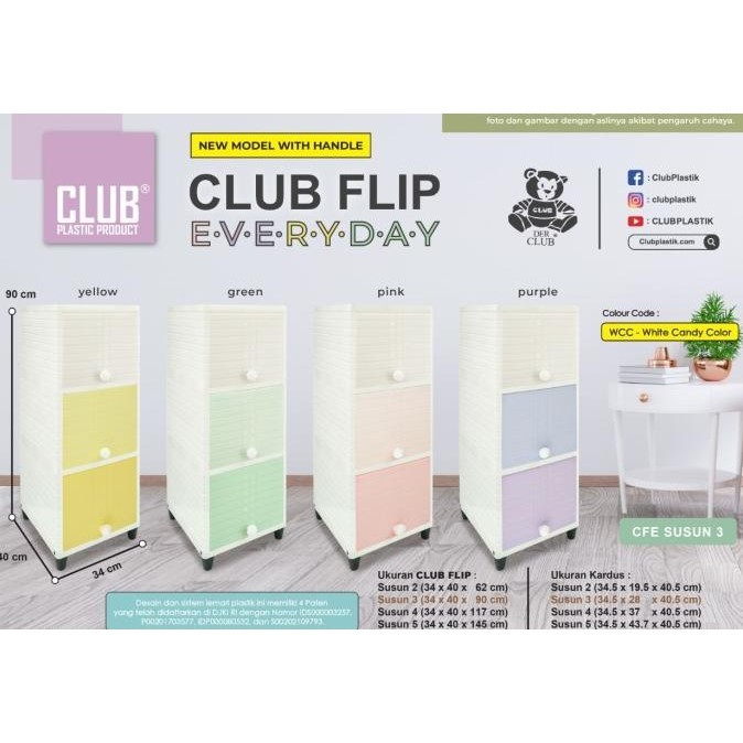 

Lemari Plastik Club Cabinet Flip Everyday Cfe Wcc - 3 Susun Kualitas Premium