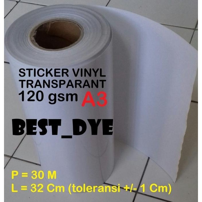 

Sticker Vinyl Transparant Inkjet 120 Gr, A3= 32 Cm X 30 M