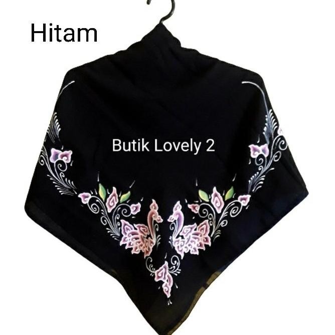 Hijab Jilbab Segi 4 Batik Mega Mendung Lukis Hand Made Khas Cirebon TK