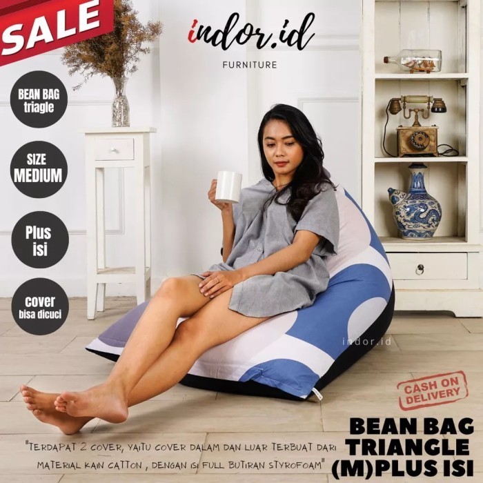Bean Bag Segitiga Jumbo Dewasa Anti Air & Uv Bantal Santai Cafe Resto