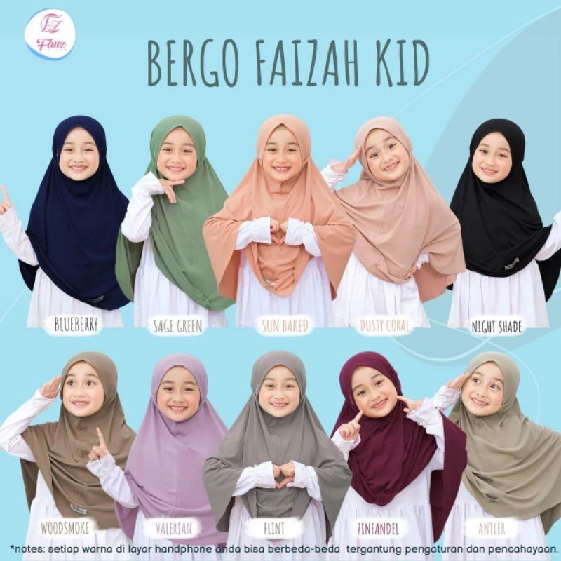 HIJAB BERGO KIDS MOTIF POLOS NYAMAN/Faizah kids by fauz hijab