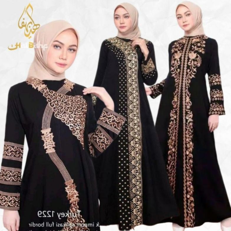 Gamis Abaya Remaja Bordir Arab Hitam Hitam Tuey Bordir Gamis Abaya Remaja
