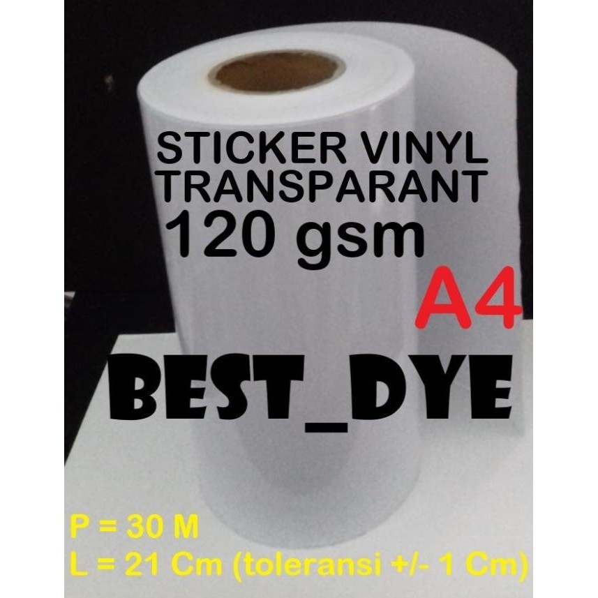 

Sticker Vinyl Transparant Inkjet 120 Gr, A4=21 Cm X 30 M