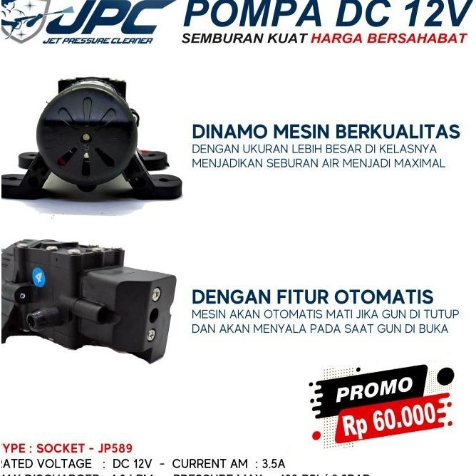 Pompa Dc 12V Jpc Alat Cuci Mobil Motor Ac Jet Cleaner Pompa Steam (Yarageza