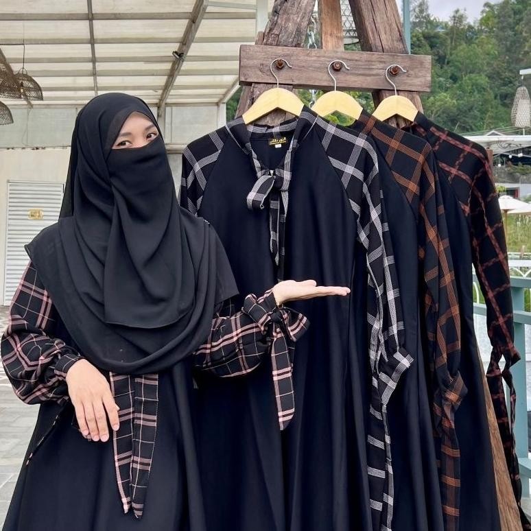 Gamis Abaya Remaja Safwa Bahan Fursan Ori Alnoor Saudi Hitam Temboro Dubai Hitam Mewah Baju Lebaran 