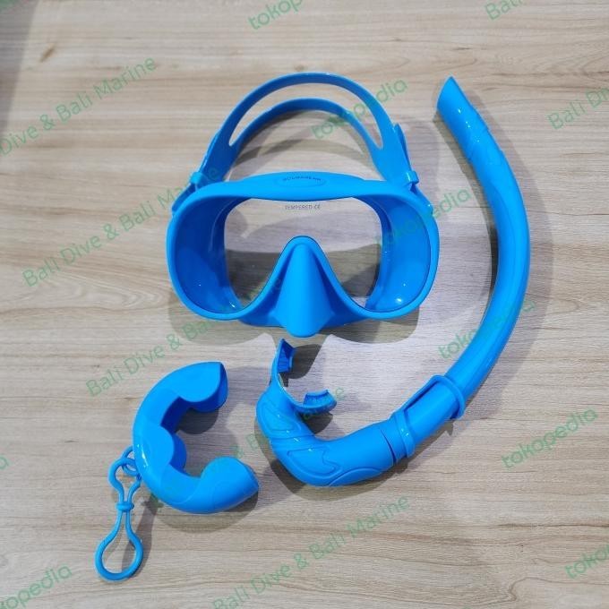TERBARU - SCUBAGEAR Mask Frameless M1 + Snorkel Flexible Diving NOT Zeepro