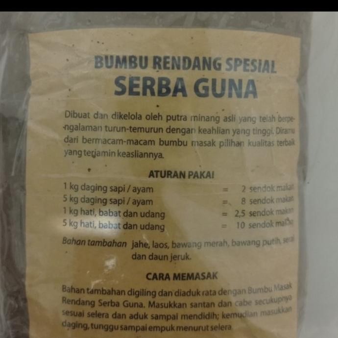 

Bumbu Rendang Spesial Serba Guna 1KG HNM
