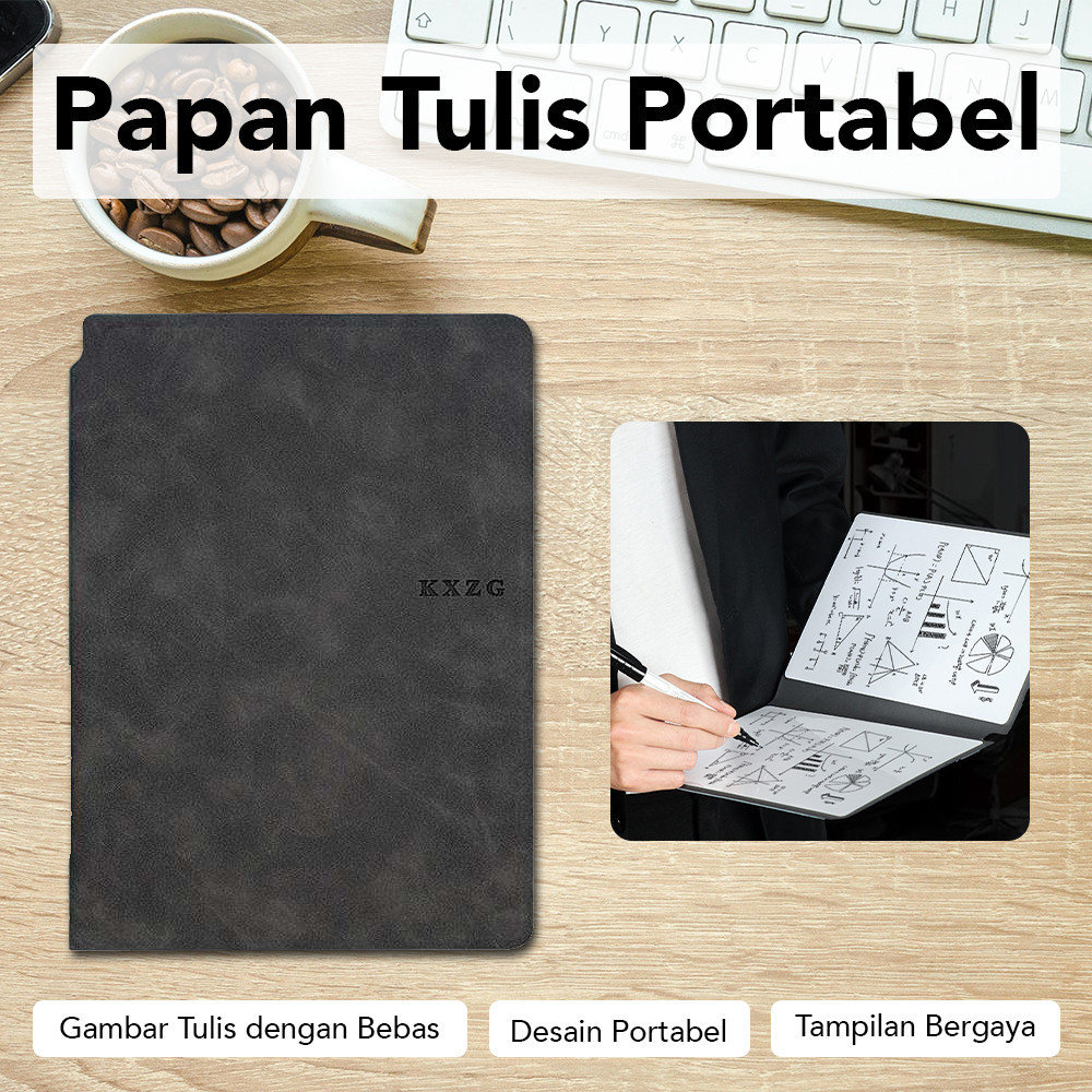 

JESJE Papan Tulis Portable A5 Whiteboard Notebook PU Leather with Pen - JS-10