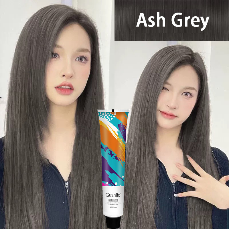 Guanjie Cat Rambut Pink Brown Pewarna Rambut Ash Brown Hair Color 100ml Ash Grey Pewarna Tanpa Bleac