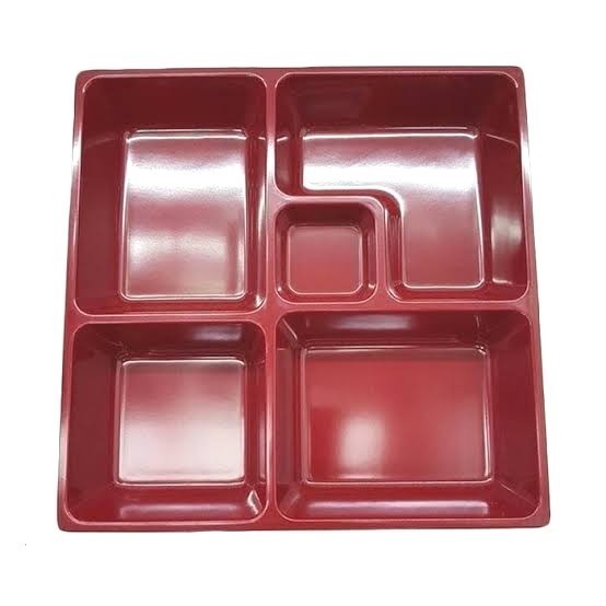 Isi Bento Set Box Merah Melamin Cekung Dalam Awet Kuat Tebal Tahan Panas Premium Onyx 25X25X5.8CM Pi