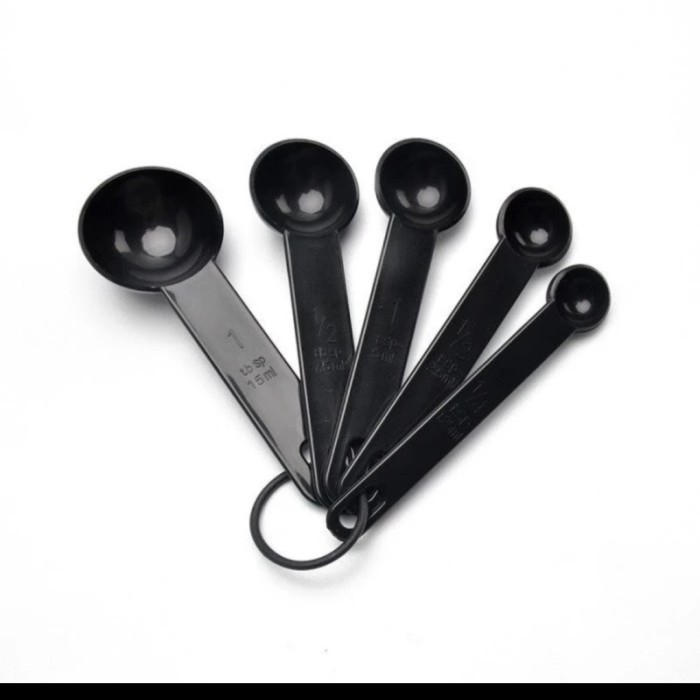 Sendok Takar Ukur 5 Set Hitam Kecil Measuring Measure Spoon Bumbu Kopi Teh Sendok Ukuran Kecil