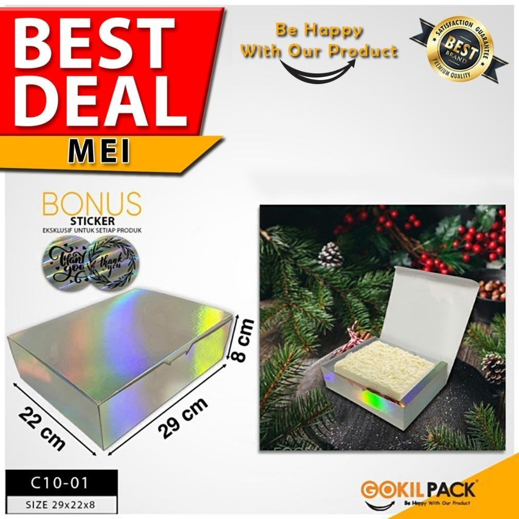 

Beli 2 Murah Kotak Hampers - Gift Box Silver Hologram - Dus Kado - Uk 29X22X8 Cm - C10