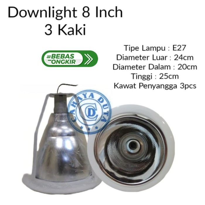 KAP FITTING LAMPU DOWNLIGHT 8 INCH